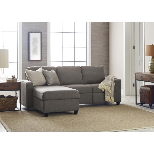 Serta® Palisades Reclining Sectional With Storage Chaise, Left, Gray/Espresso -  UPH2001293