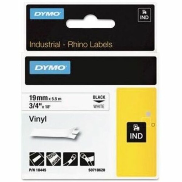 Dymo | Rhino Vinyl Tape: 3/4" x 216", Vinyl, White - Use w/ 5200, 6000, 6500, RHINO 4200 & RHINO 5000 | Part #18445