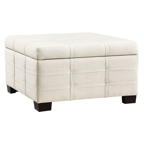 Office Star Detour Strap Square Storage Ottoman, Linen