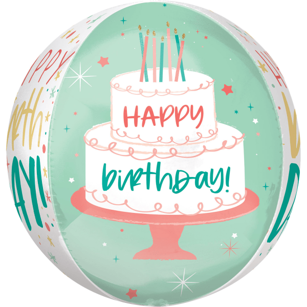 Amscan Birthday Foil Balloon, Circle, 16", Orbz Happy Cake Day