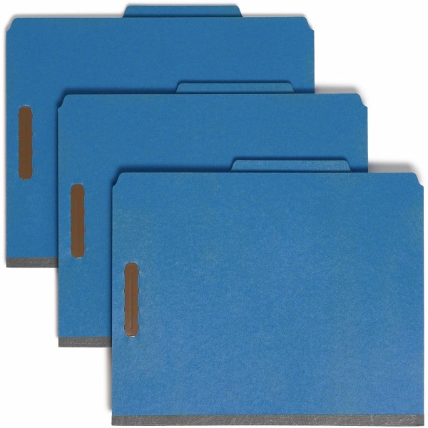Smead® Pressboard 2/5-Cut Tab Classification Folders, Dark Blue, Box of 10 Folders - 14062