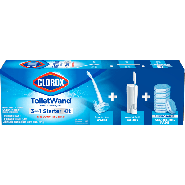 Clorox ToiletWand Disposable Toilet Cleaning System - ToiletWand Storage Caddy and 6 Refill Heads