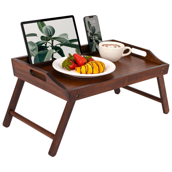 Rossie Home Bamboo Bed Tray / Lap Desk with Phone Holder  Medium  Java