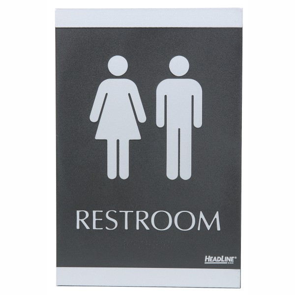 US Stamp  Sign Century Series ADA Sign6 x 9 Restroom BlackSilver