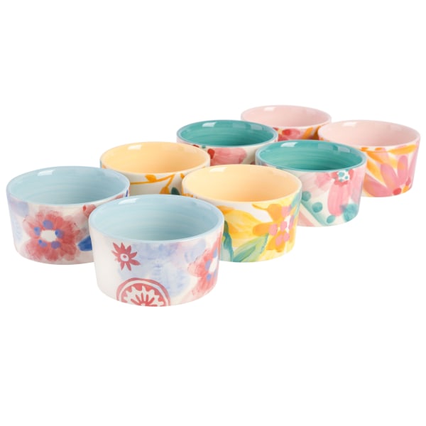 Spice By Tia Mowry Goji Blossom 8Piece Stoneware Ramekin Set 65 Oz Assorted Colors