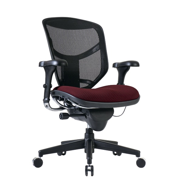 WorkPro® Quantum 9000 Series Ergonomic Mesh/Premium Fabric Mid-Back Chair, Black/Burgundy, BIFMA Compliant -  VQUANTUMAS90805