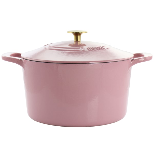 Photos - Bakeware Martha Stewart 7-Quart Enameled Cast Iron Dutch Oven With Lid, Pink 