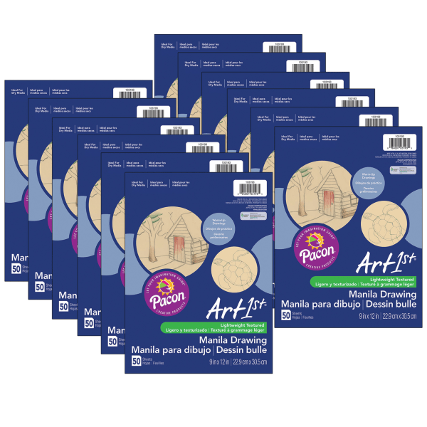 Pacon® Art1st® Drawing Paper, 9" x 12", 70 Lb, Manila, 50 Sheets Per Pack, Case Of 12 Packs