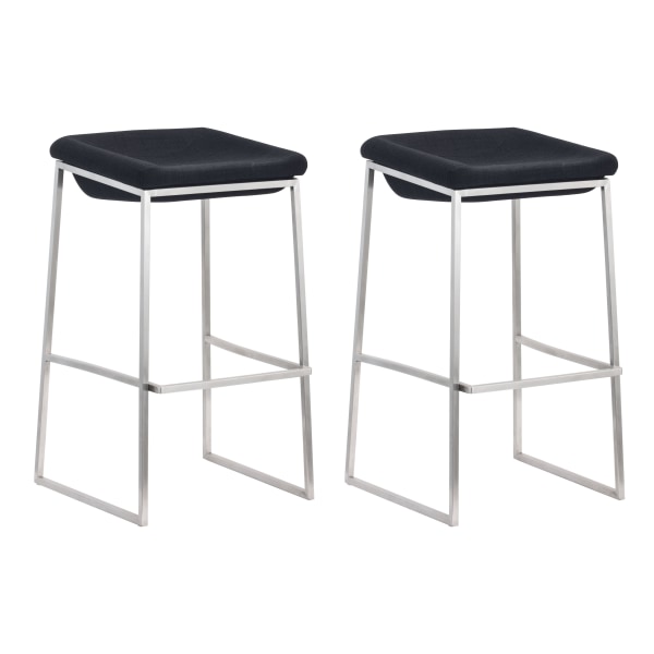 Photos - Chair Zuo Modern� Lids Bar Stools, Dark Gray/Chrome, Set Of 2 Stools 300033