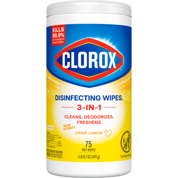 Clorox Disinfecting Wipes Bleach Free Cleaning Wipes  Crisp Lemon  75 Count