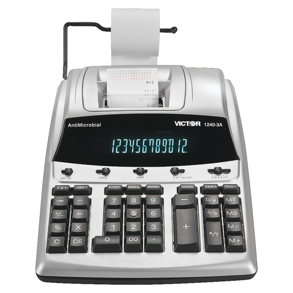 �  12-Digit Heavy-Duty Commercial Printing Calculator With Antimicrobial Protection - Victor 1240-3A