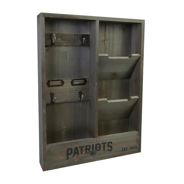 Imperial NFL Wall Mounted Wood Organizer, 19""H x 14-1/4""W x 2-3/4""D, New England Patriots -  IMP  663-1011