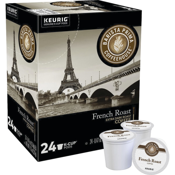 Barista Prima Coffeehouse Coffee K-Cups, Dark Roast, French Roast, 4 Cartons, 96 K-Cups -  6611CT