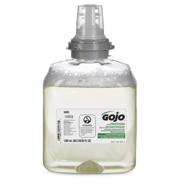 GOJO Industries 5665-02 Green Certified Unscented 1200 mL Foam Hand Cleaner Refill for TFX Dispenser