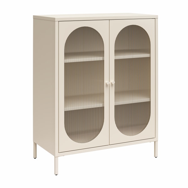 Luna Short 2 Door Accent Cabinet with Fluted Glass Parchment - Mr. Kate