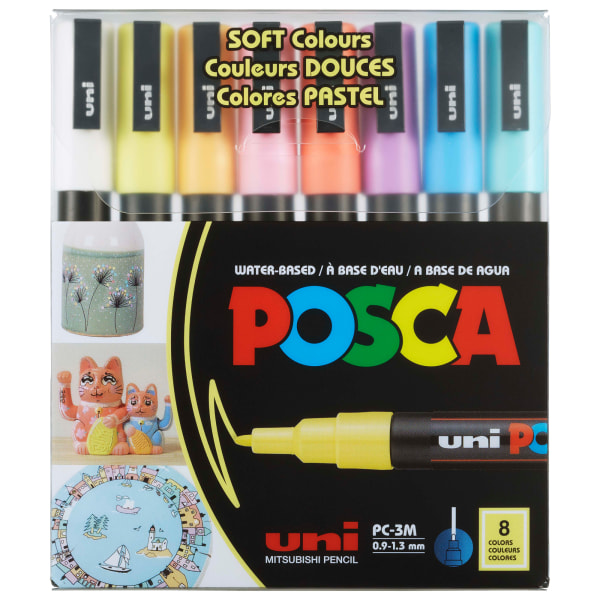 uniball POSCA 8pk PC-3M Water Based Paint Markers Fine Tip 0.9-1.3mm