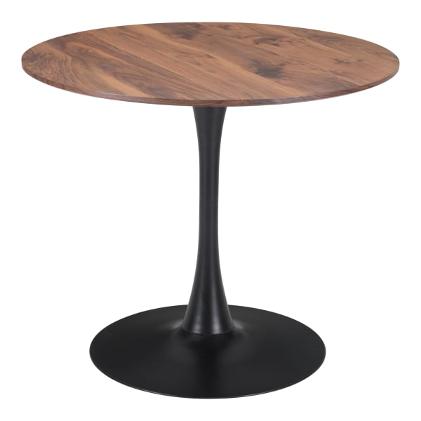 Zuo Modern Opus MDF And Steel Round Dining Table, 30-5/16""H x 35-7/16""W x 35-7/16""D, Brown/Black -  101567