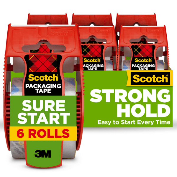 Scotch? Sure Start Shipping Tape With Dispenser, 1-7/8