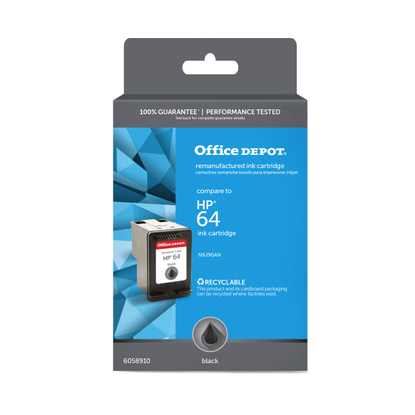 Office Depot Brand Remanufactured Black Ink Cartridge Replacement For HP 64
