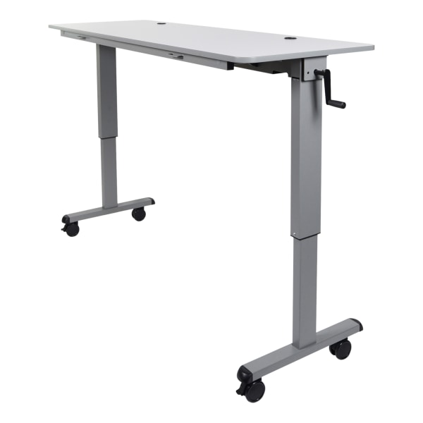 Luxor Height-Adjustable Flip-Top Nesting Table Mobile Workstation, 42-1/2""H x 59""W x 23-5/8""D, Gray -  STAND-NESTC-60