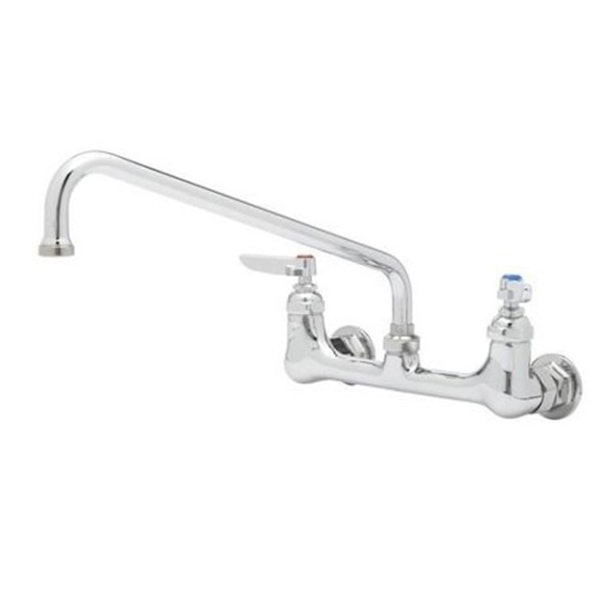 T&S Brass Wall-Mount Double Pantry Faucet, 12, 8 Centers, Stainless