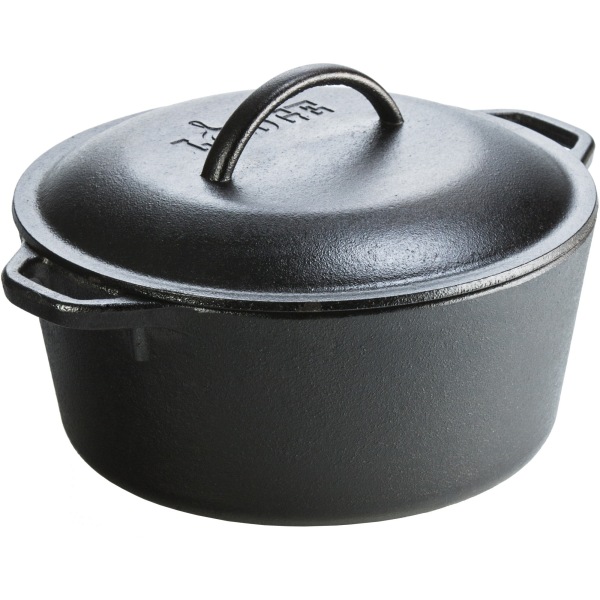 Lodge Logic Dutch Oven With Loop Handles 1.25 Gal Dutch Oven Griddle Cast Iron Body Iron Lid