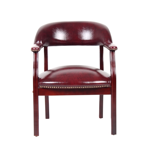 Boss Office Products Traditional Tufted Conference Chair, Oxblood/Mahogany -  B9540-BY