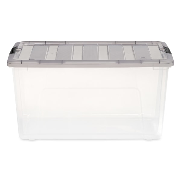 Iris® Stack & Pull™ Storage Boxes, 18 Gallon, Clear/Gray, Set Of 3 Boxes