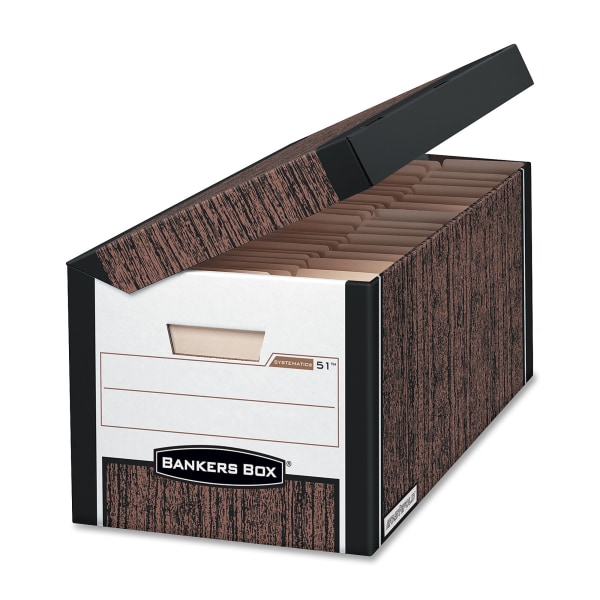Bankers Box® Systematic™ Storage Boxes, Letter Size, 10 3/8"" x 13"" x 25 1/2"", Woodgrain, Case Of 12 -  00051