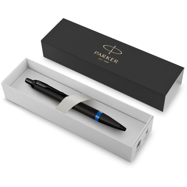 Parker® IM Ballpoint Pen, Medium Point, 0.7 mm, Satin Black/Marine Blue Barrel, Blue Ink