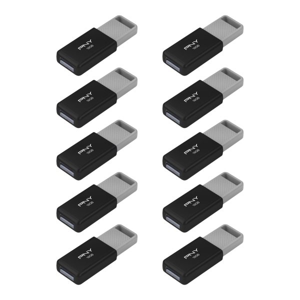 PNY USB 20 Flash Drives 16GB Black Pack Of 10 Drives