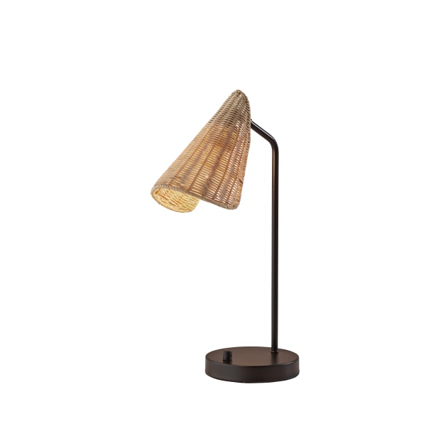 Adesso Cove Desk Lamp, 20-1/4"", Natural Rattan Shade/Black Base -  5112-01