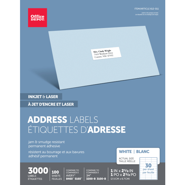 UPC 735854895990 product image for Office Depot� Brand Inkjet/Laser Address Labels, Rectangle, 1
