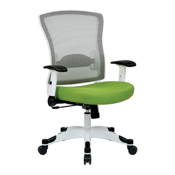 Office Star Space Seating Mesh Mid-Back Chair, Green/White - 317W-W1C1F2W-6 - Furniture Cutting edge seating arrives in the new white fram sku 317W-W1C1F2W-6