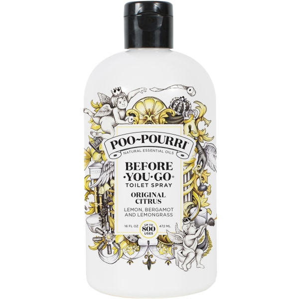 4 Pack Poo-Pourri  Original Citrus  16oz  Before-You-Go Toilet Spray  Lemon Bergamot and Lemongrass  Essential Oils  Natural  Non Aerosol (Bathroom odor eliminating Air Freshener)