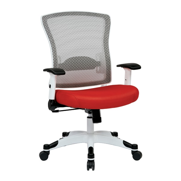 Office Star Space Seating Mesh Mid-Back Chair, Red/White