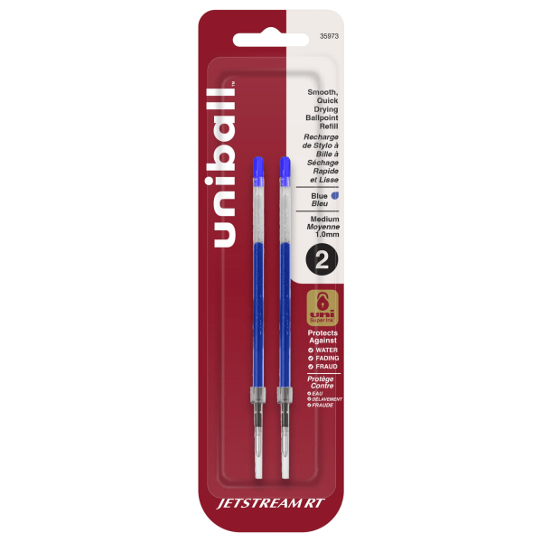 uni-ball JetStream Refills, Bold Point, 1.0 mm, Blue, Pack Of 2 Pencils