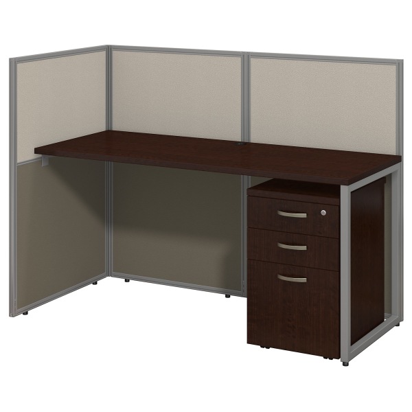 Bush Business Furniture Easy Office Straight Desk Open Office With 3-Drawer Mobile Pedestal 616172