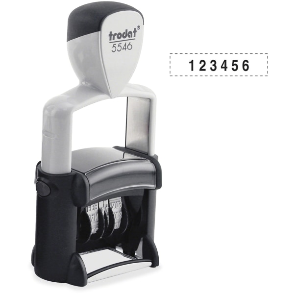 Trodat Professional Numberer - Number Stamp - 0.38 Impression Width x 1.63 Impression Length - 6 Bands - Black - 1 Each