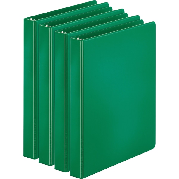 Business Source Basic Round Ring Binders, 1"" Ring, 8 1/2"" x 11"", Green, Pack Of 4 -  BSN28556BD