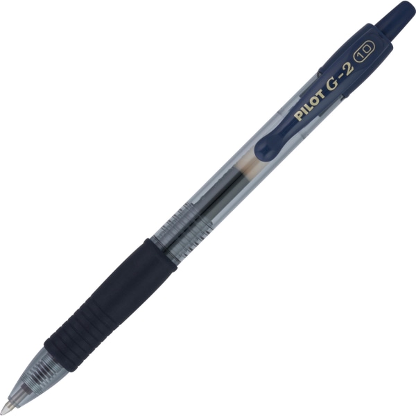 Pilot G2 Retractable Gel Pens, Pack Of 12, Fine Point, 1.0 mm, Clear Barrel, Blue Ink