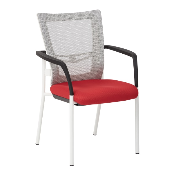 Office Star ProGrid Mesh Mid-Back Visitors Chair, White/Red