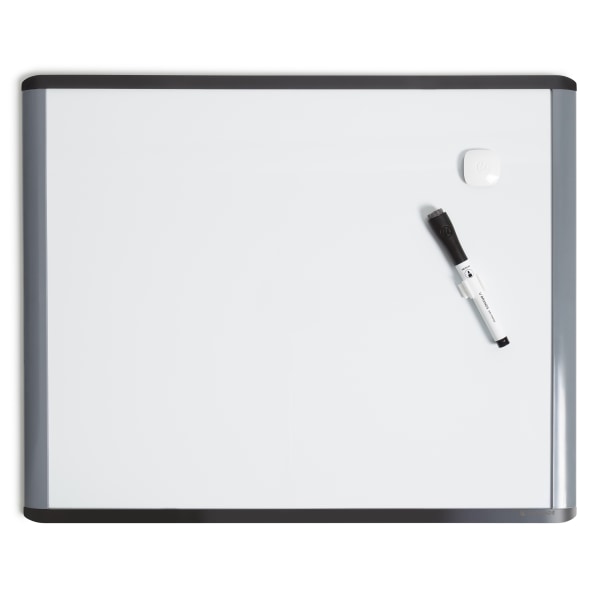 U Brands Magnetic MOD Dry-Erase Board, 20 x 16, White, Black/Gray Plastic Frame