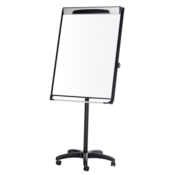 MasterVision® Platinum PureWhite™ Porcelain Magnetic Mobile Dry-Erase Whiteboard Easel, 29"" x 41"" Metal Frame With Black/Gray Finish -  EA48066720