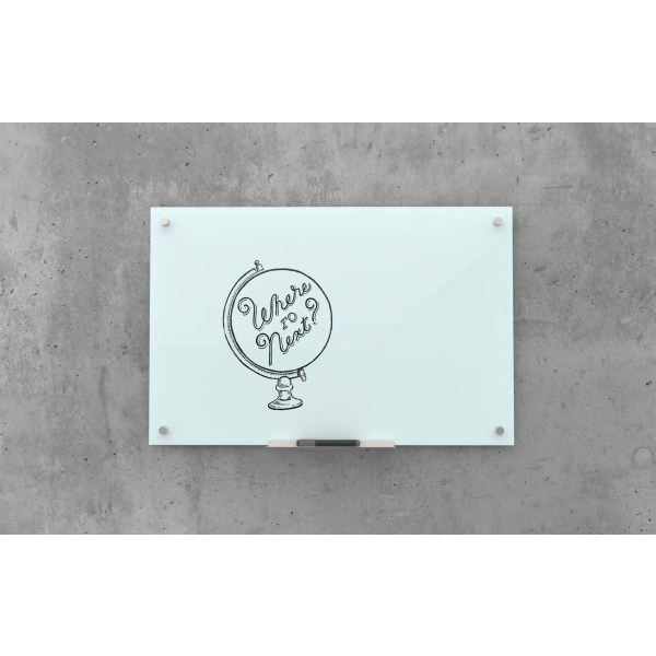 U Brands Glass Dry Erase Board  70  x 47   White  Frameless  2796U