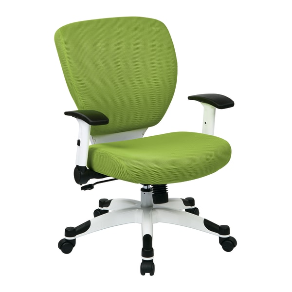 Office Star Space Seating Professional Deluxe Mesh Mid-Back Task Chair, Green/White