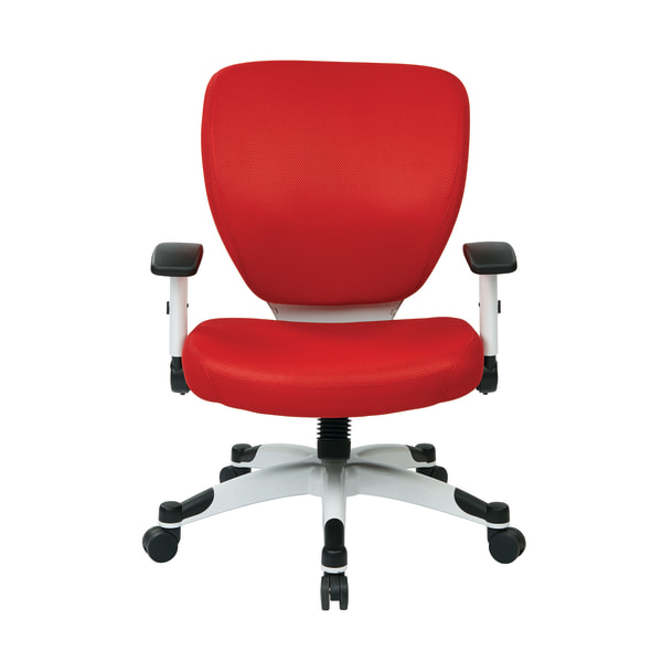 Office Star Space Seating Professional Deluxe Mesh Mid-Back Task Chair, Red/White
