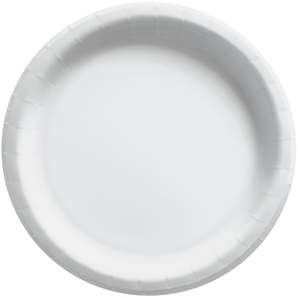 UPC 192937215302 product image for Amscan Round Paper Plates, Frosty White, 6-3/4