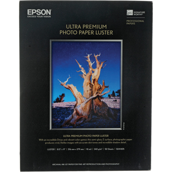 Photos - Office Paper Epson � Luster Photo Paper, Letter Paper Size, 97 Brightness, 64 Lb, White, Pack Of 50 Sheets  S041405 (S041405)