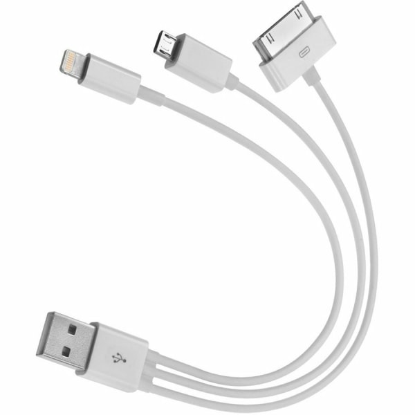4XEM USB To 30-Pin/Lightning/Micro USB Cable For iPhone/iPod/iPad/Galaxy - Lightning/Proprietary/USB for iPod, iPhone, iPad, Camera - 1.30 ft - 1 x Ty